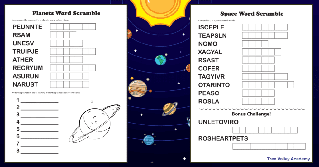 Solar System Word Search Free Printable 