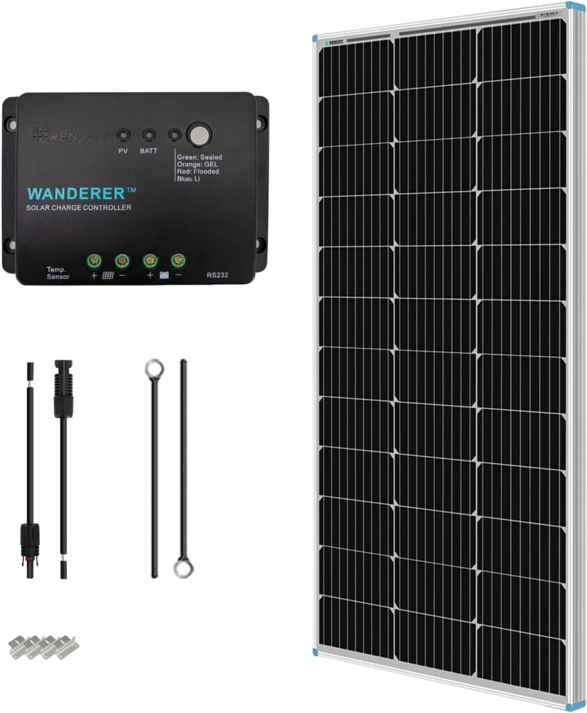 Renogy 100 Watt 12 Volt Solar Panel Starter Kit with 100W Monocrystalline Solar Panel