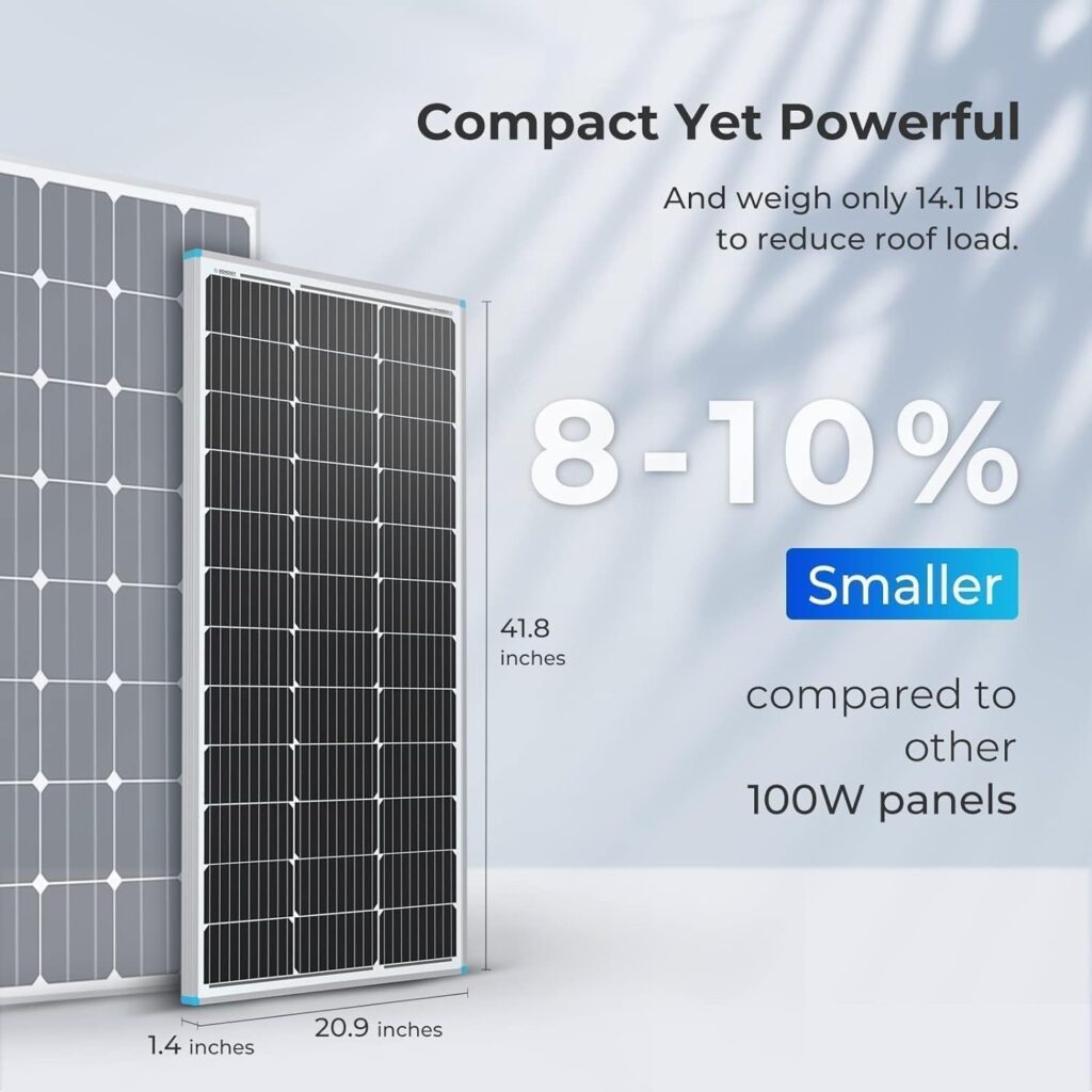 Renogy 2PCS Solar Panels 100 Watt 12 Volt, High-Efficiency